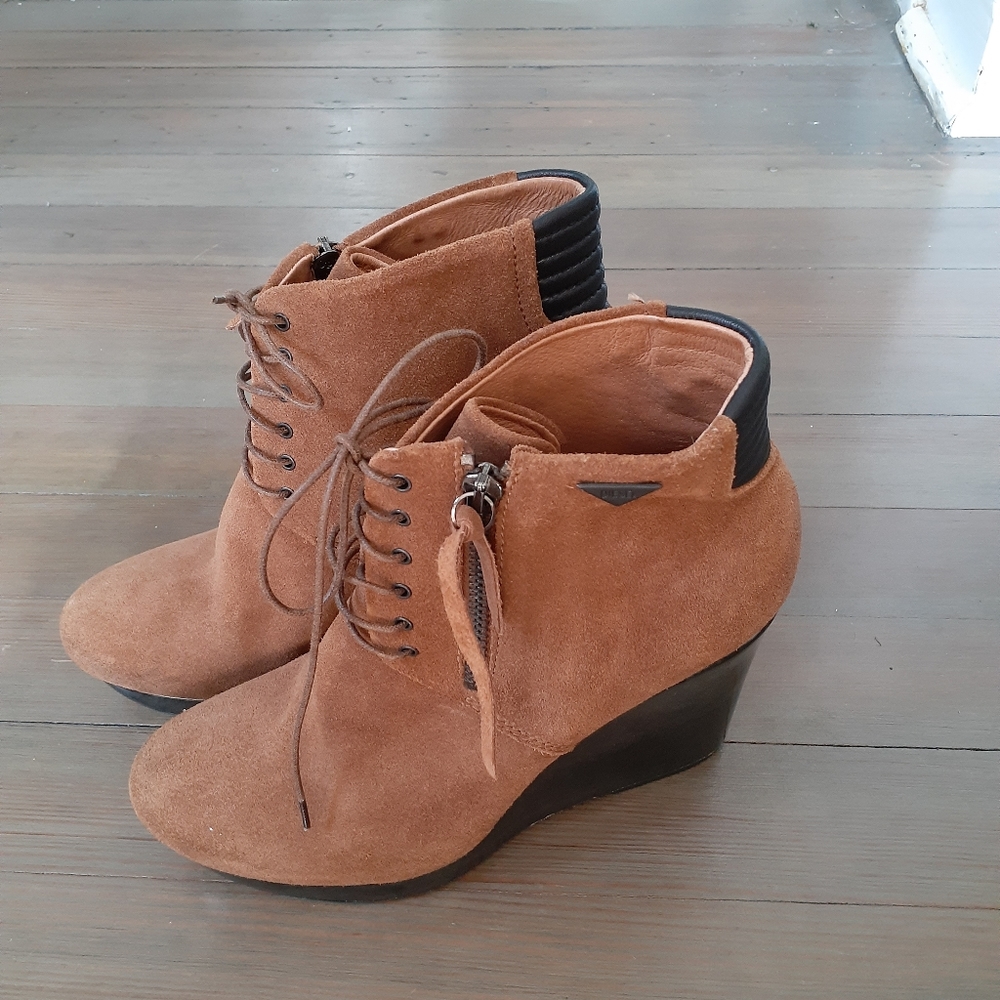 DIESEL Genuine Suede Wedge Booties